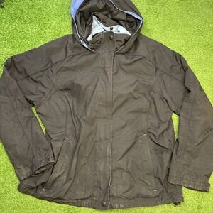 LL Bean Jacket Womens Misses M Black Trail Model Rain Lightweight Hooded‎